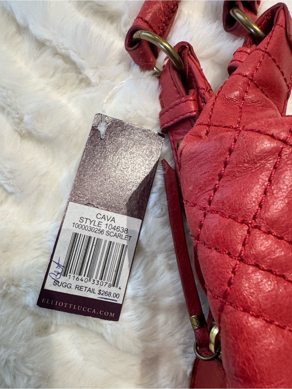 Quilted Red Studded Shoulder Bag - Picture 4 of 16